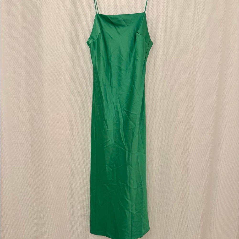 Green Topshop satin midi dress - Picture 3 of 3
